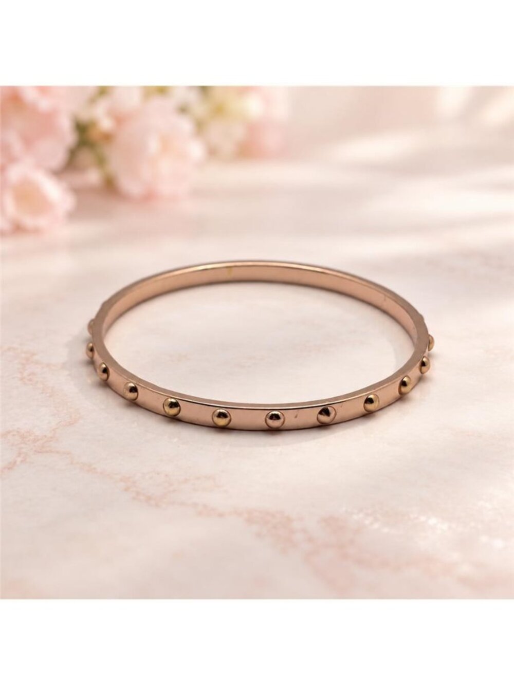 Kate Spade New York Gold Tone Round Stud Slip-On Bangle Bracelet 8 In